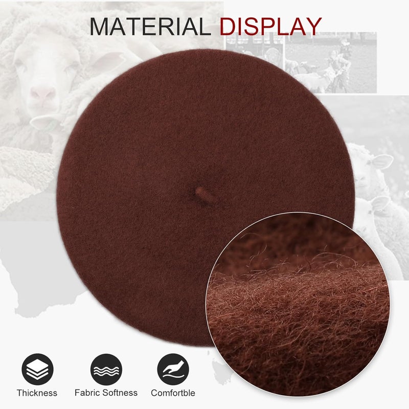 Sumolux Women Beret Hat Wool Vintage French Solid Color Classic Winter Cap - Image 3